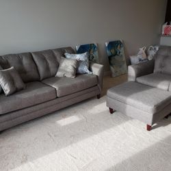 JAXON Grey Sofa, An Oversized Chair And Ottoman 