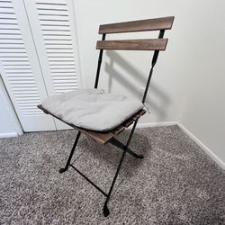 Set Of Four Wood/Metal Folding Patio Chairs 