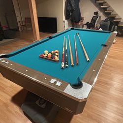 Fischer Pool Table And Sticks 