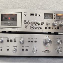 Vintage Akai GXC 760D cassette deck and AM 2400 integrated amplifier