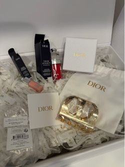DIOR Gold 'CD' Logo Hair Clip with Lip Gloss Bundle NEW