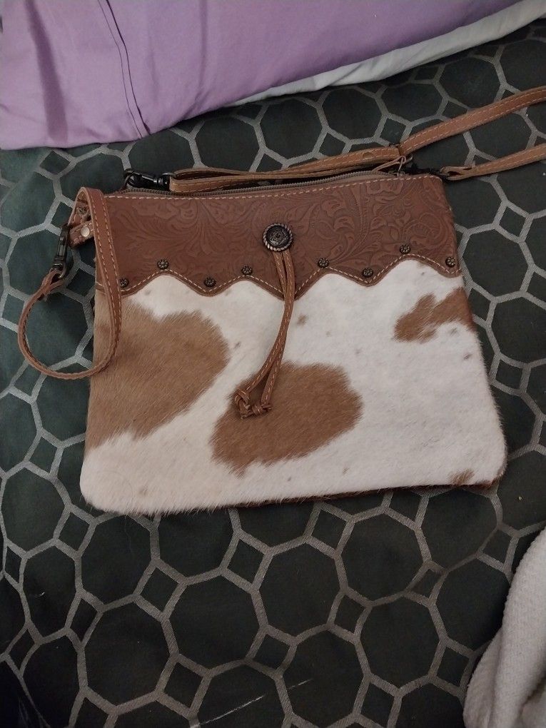 Myra Bag Cow Leather And Hair Small Cross Body Wristlet 40 Dollars 