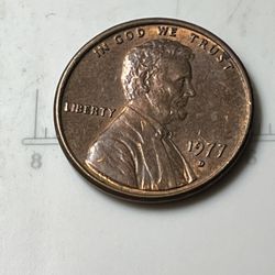 1977 D Penny Error Double L