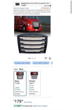 Freightliner Cascadia Black Hood Grille with Bug Screen