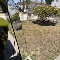 Arched Full Length Floor Mirror with Black Metal Frame
