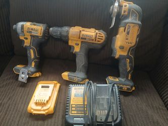 Dewalt multi tool, drill, hammer dril. Charger one battery