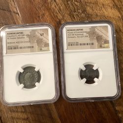 Lot of 2 Roman Empire House of Constantine And Claudius Roman Age Of Chaos Rare Coins