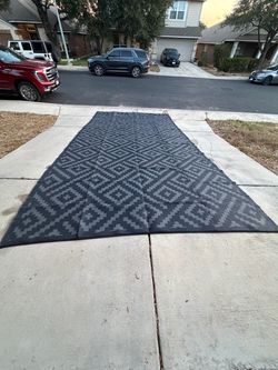 Large Black Gray Geometric Outdoor Rug 10X20