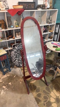 Oval Cheval Floor Mirror Wood Frame