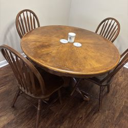 Wooden Dining Room Table and 4 Chairs