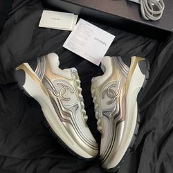 Golden sports shoes