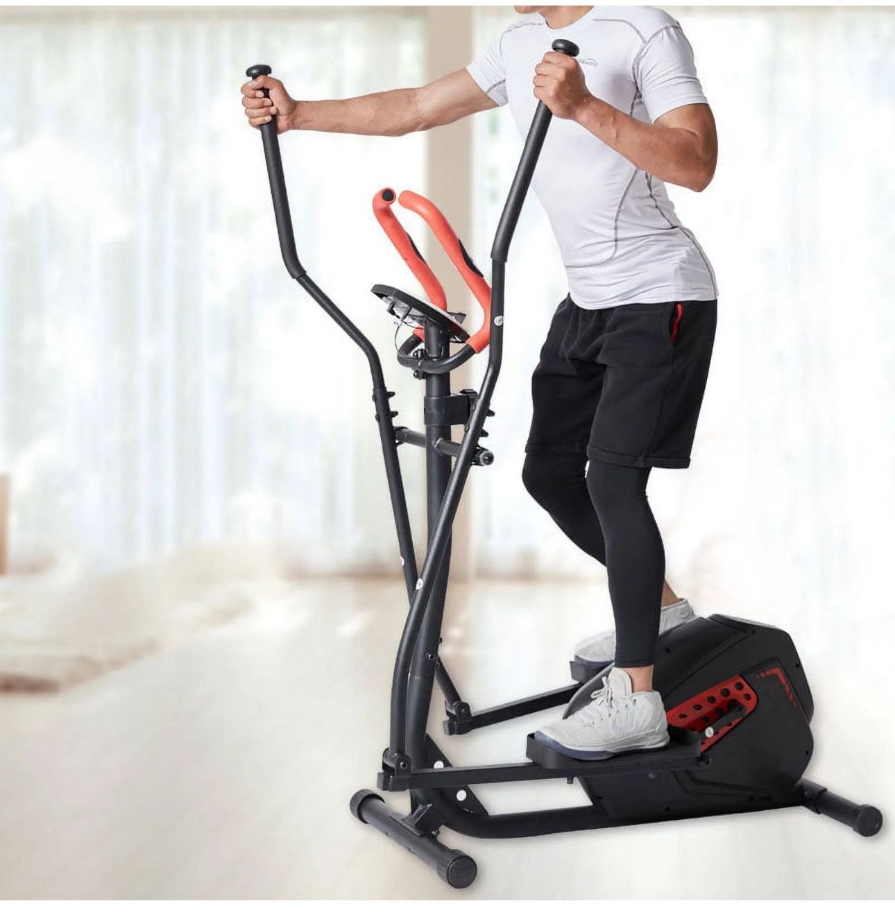 SKONYON Elliptical Machine Trainer Magnetic Smooth Quiet Driven with LCD Monitor