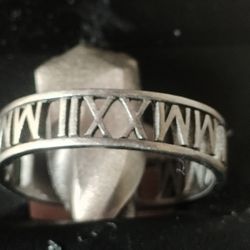 Silver Tiffany Ring Roman Numerals 