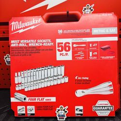 Milwaukee 3/8 in. Drive SAE/Metric Ratchet and Socket Mechanics Tool Set (56-Piece)