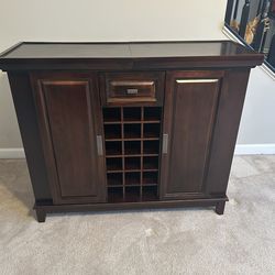 Espresso Brown Solid Wood Sliding Top Bar