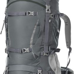 MOUNTAINTOP 70L Internal Frame Hiking Backpack for Men Women with Rain Cover, 29.9"x13"x10.2"- Gray