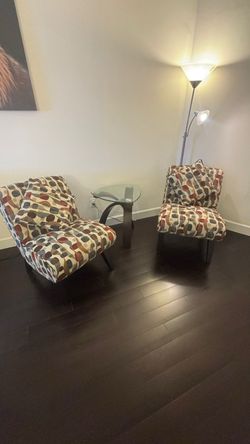 Set of 2 Chairs & Glass Side Table