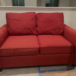 Red Upholstered Pottery Barn Couch