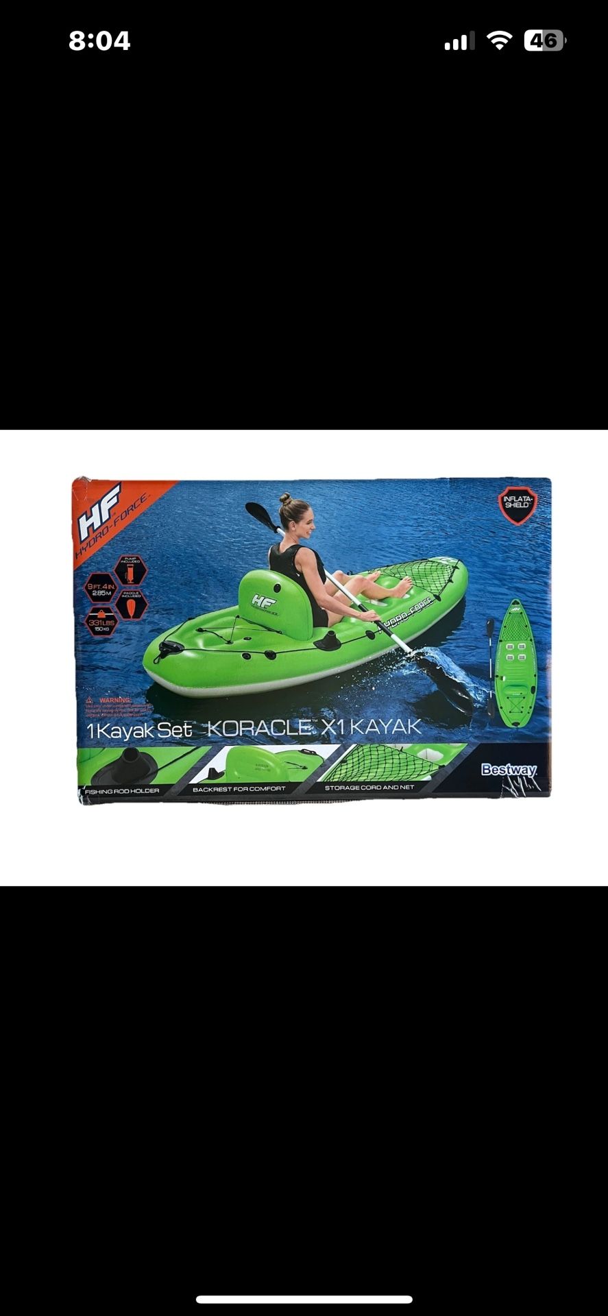 Bestway Hydro-force Inflatable Koracle Fishing kayak Boat Complete Set with Pump