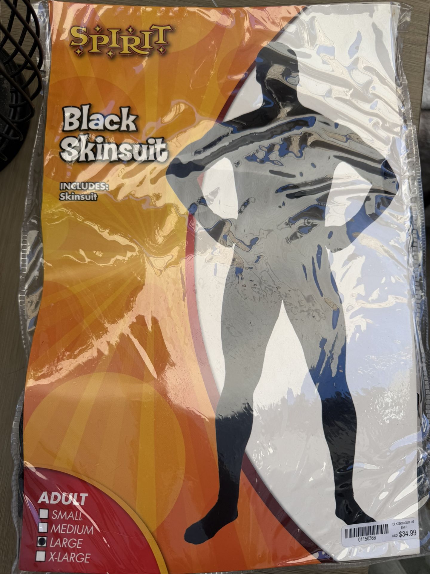 Black Skin Suit, Adult Size Large Costume