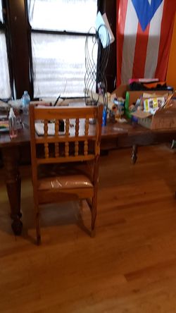 Old solid wood table fits 12