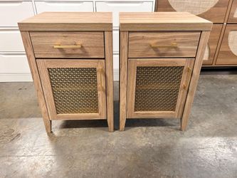 Set of 2 Tall Nightstands / Side Tables with Storage