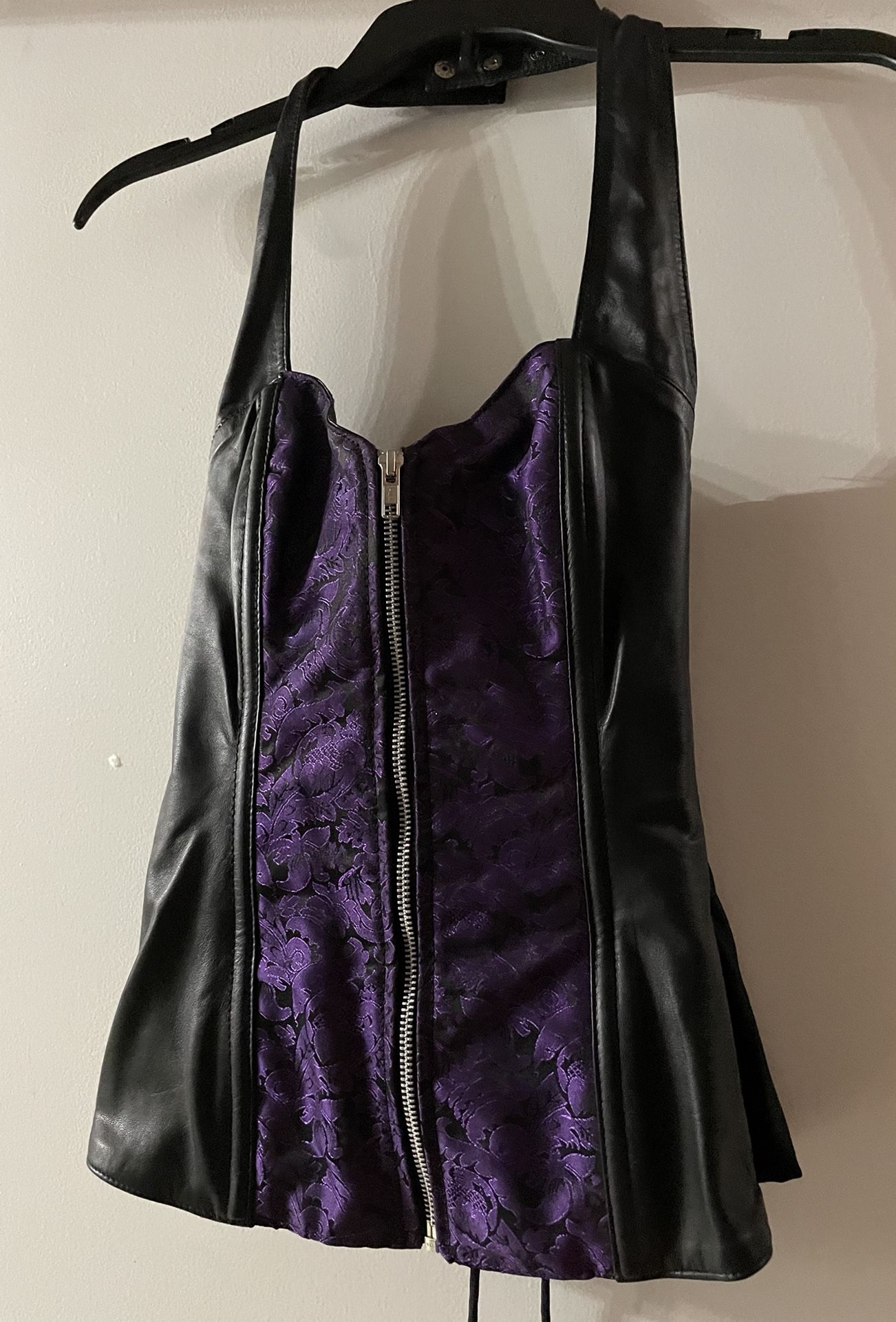 Kookie Black-Purple Leather Corset - Medium