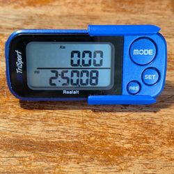 Realalt 3D Trisport Blue Pedometer Clip Clock Timer Distance Time Torso