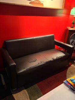 Black Faux Leather Couches (2)