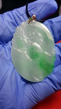 Icy Type A Jade Jadeite Pendant Ruyi.