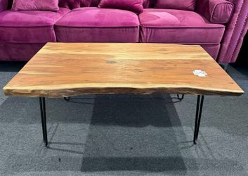 Live Edge Wood Coffee Table with Metal Legs，$150
