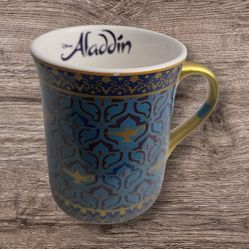 Disney Aladdin Broadway Geometric Teal Blue Gold Genie Lamp Coffee Tea Mug 10oz