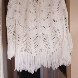 Shawl Poncho Crocheted Small