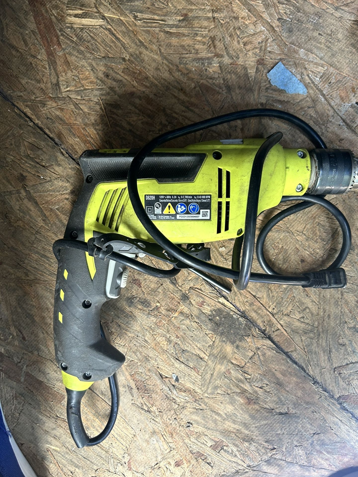 Ryobi D620H 5/8" 6.2 Amp 2,700 RPM Heavy Duty Variable Speed Reversible Hammer Drill