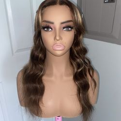 Brown Highlighted Human Hair Wig – Affordable & Stylish!