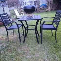 Patio Table , (2) Chairs & Weber Tabletop  Grill