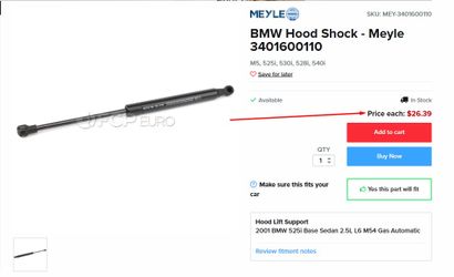 E39 hood struts