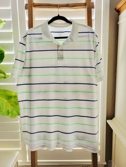 MENS SIZE XL TRI-COLOR STRIPED COTTON GOLF SHIRT