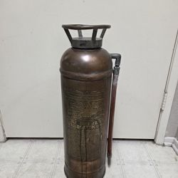 Vintage Antique Foam Fyr-Fyter Brass Copper Fire Extinguisher Empty