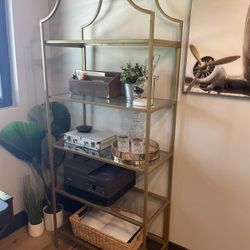 Set Of Two Glass Metal Display Shelf/Bookshelf