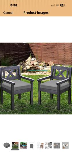 Outdoor Chair Cushions Set,Machine-Washable Cover with zipper and Non-Slip Ties,Water Resistant Chair Pad for Outdoor Furniture,2"Thick Dining Chair P