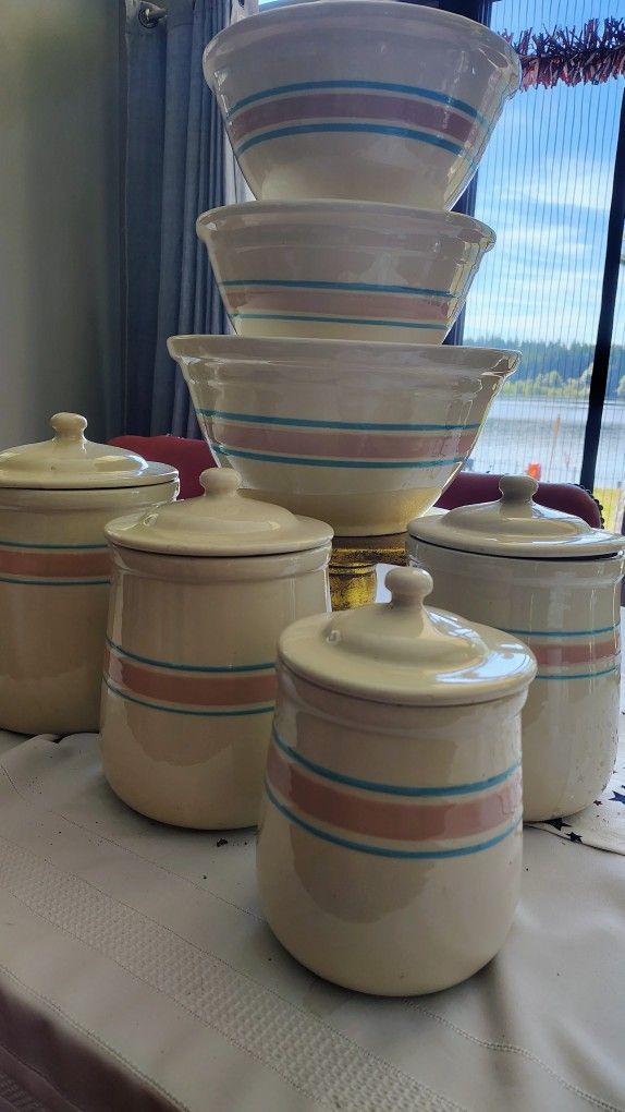 Vintage McCoy Canister And Bowl Set