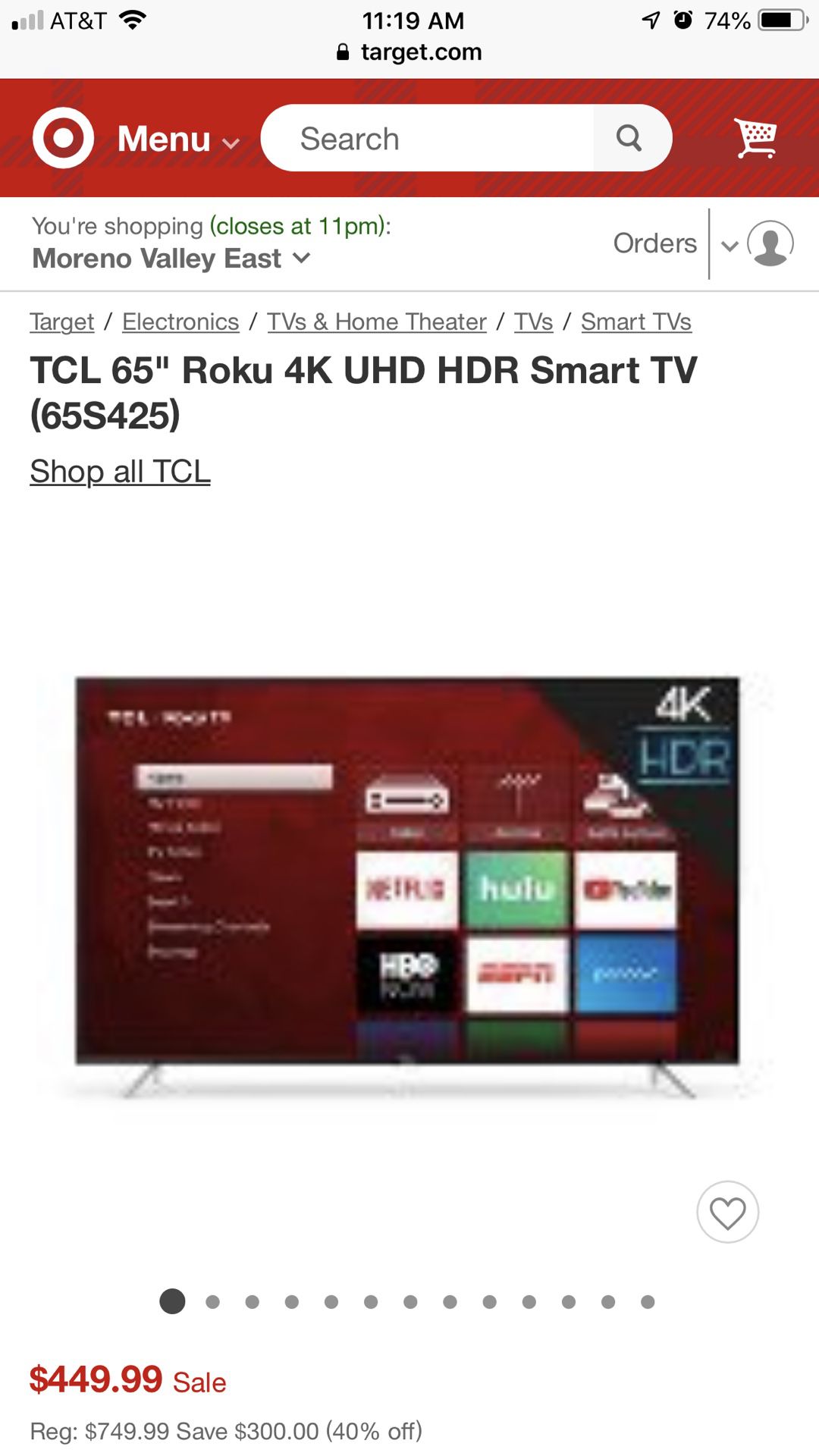 TCL 65” Roku 4K Smart TV: New in Box