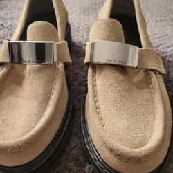Rag & Bone Shiloh 2.0 Lug Loafer Women  Lightsand Suede Shoes Size 38 (8)