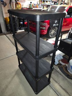 4 Shelf Plastic Shelving Unit, 13.88 in D x 30 in W x 56.2 in H, Black