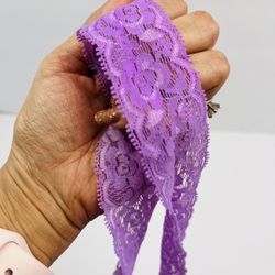 Purple  lace elastic, light lilac lace elastic trim  