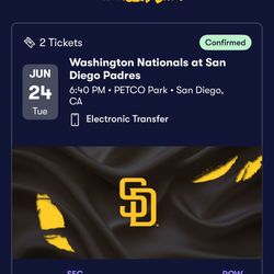 PADRES NATIONALS 2 TICKETS - JUNE 24, 2025