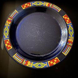 Arcoroc France KENTE African Heritage Tabletop Cobalt Blue Glass Dinner Plate