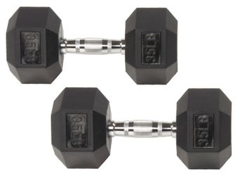 BalanceFrom Rubber Encased Hex Dumbbells, 35 lbs Pair