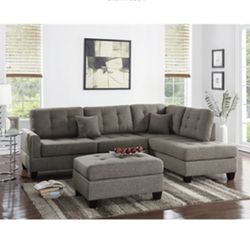 Gorgeous Three Piece Coffee Colored Sectional Set